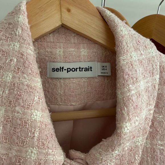 Self-Portrait Pink Tweed Short-Sleeve Button Dress - Picture 6 of 6